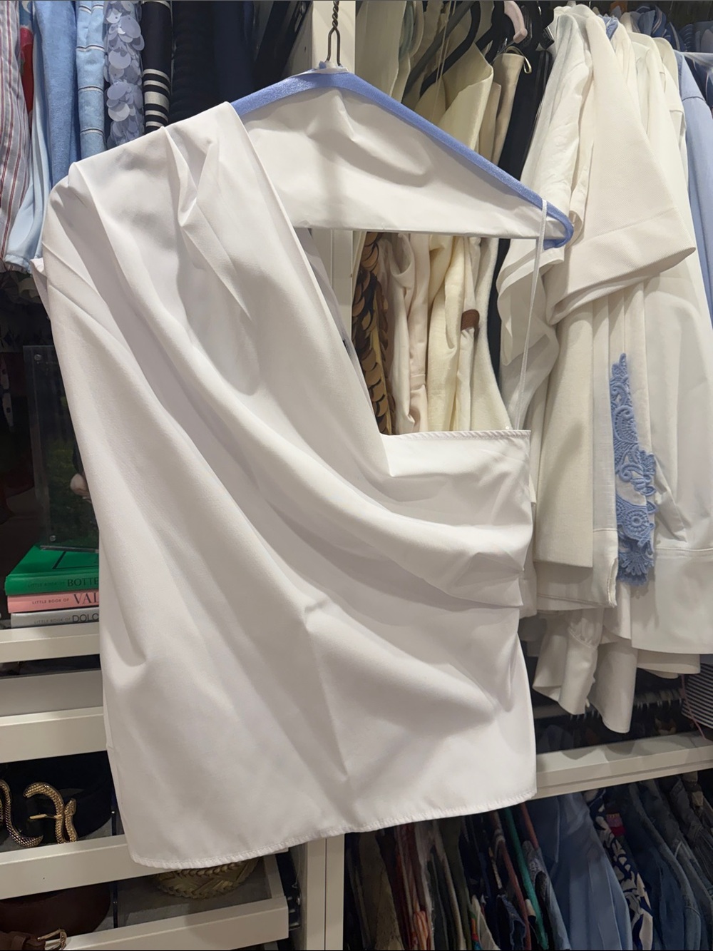 H&M White One-Shoulder Draped Top